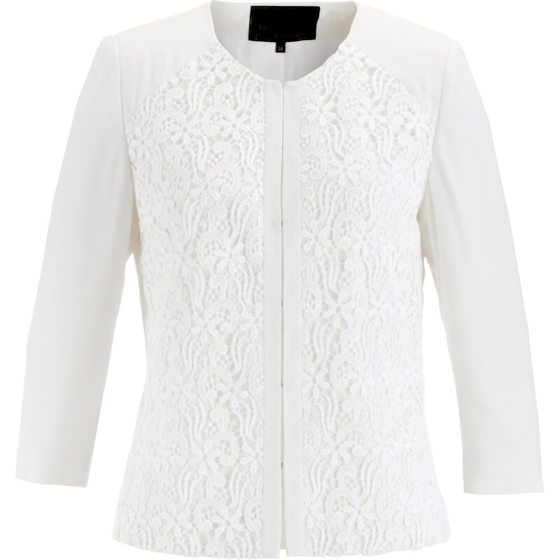 bpc selection premium Premium Kurz-Blazer mit Spitze 3/4 Arm in weiß für Damen von bonprix