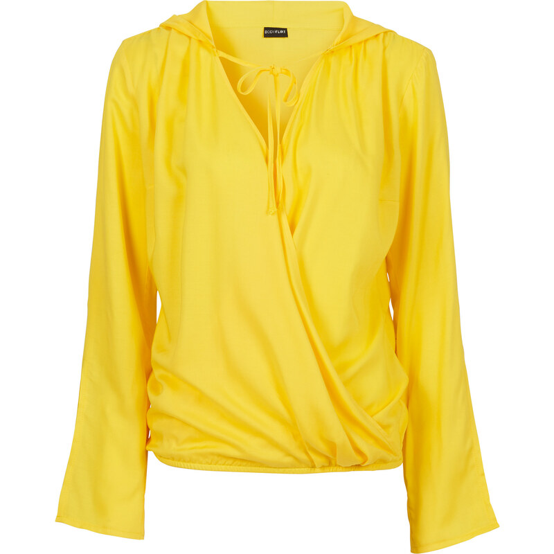 BODYFLIRT Bluse mit Kapuze langarm in gelb von bonprix