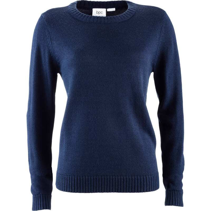 bpc bonprix collection Rundhals-Pullover langarm in blau für Damen von bonprix