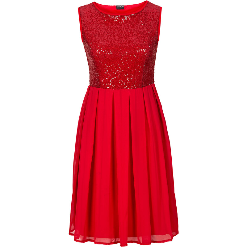 BODYFLIRT Kleid ohne Ärmel in rot (Rundhals) von bonprix