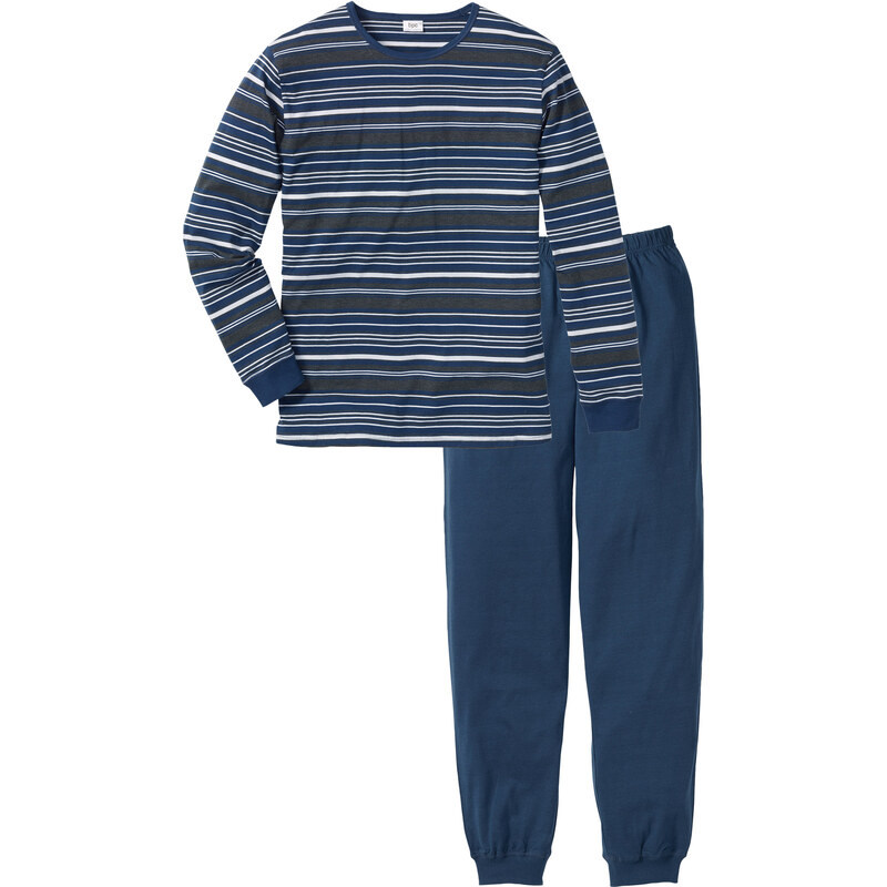 bpc bonprix collection Pyjama langarm in blau für Herren von bonprix
