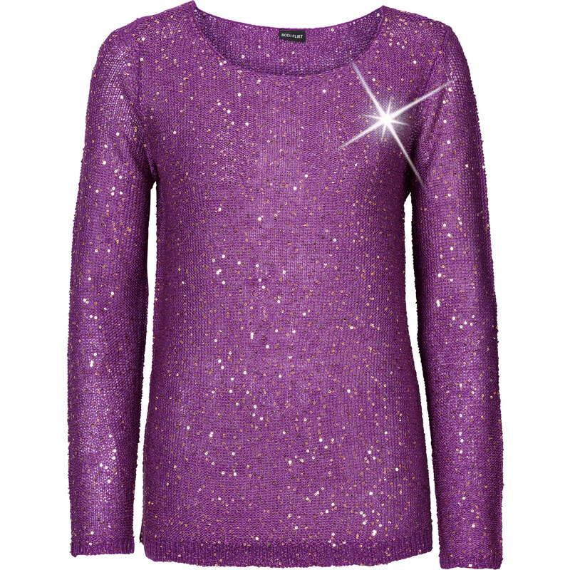 BODYFLIRT Pullover mit Pailletten in lila für Damen von bonprix