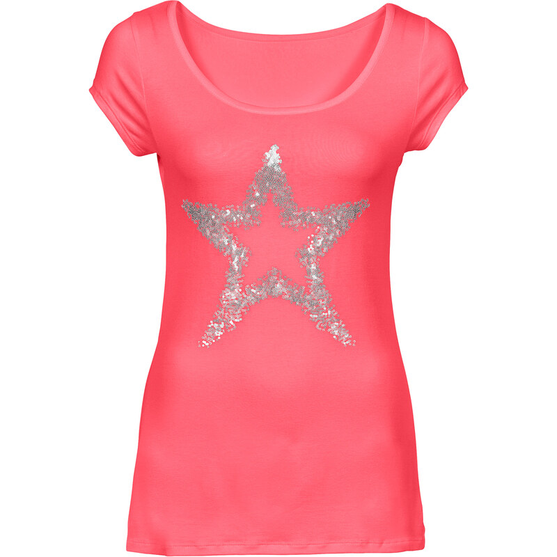 BODYFLIRT Shirt mit Pailletten-Stern in pink für Damen von bonprix