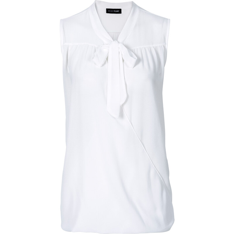 BODYFLIRT Chiffon-Bluse mit Schluppe ohne Ärmel in weiß von bonprix