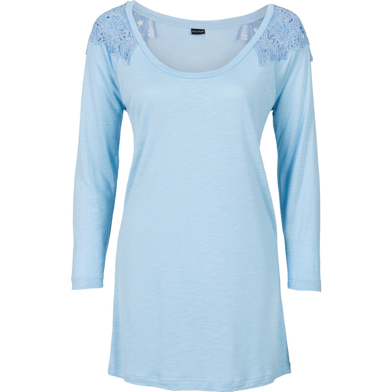 BODYFLIRT Langarmshirt mit Spitze in blau für Damen von bonprix