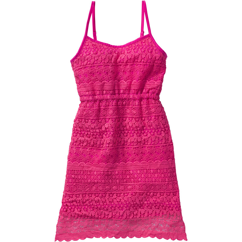 bpc bonprix collection Kleid mit Häkelspitze, Gr. 116-170 ohne Ärmel in pink von bonprix
