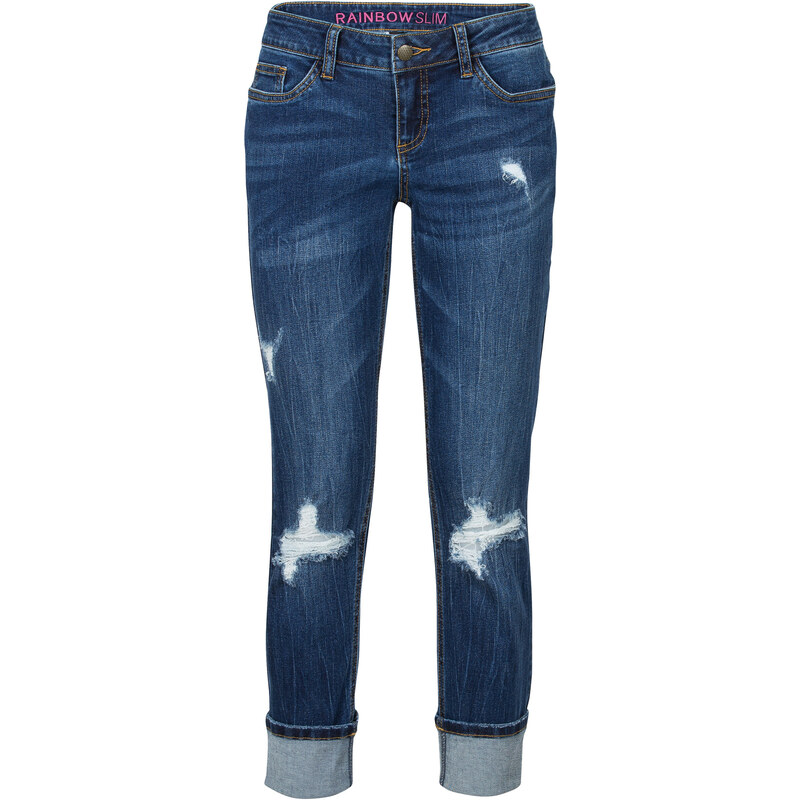 RAINBOW Verkürzte Slim Jeans in blau für Damen von bonprix