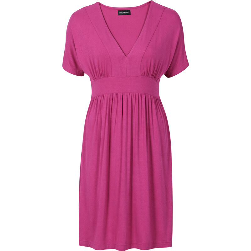 BODYFLIRT Shirtkleid/Sommerkleid kurzer Arm in pink (V-Ausschnitt) von bonprix