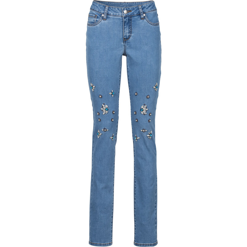 BODYFLIRT boutique Jeans mit Schmuckapplikation in blau für Damen von bonprix