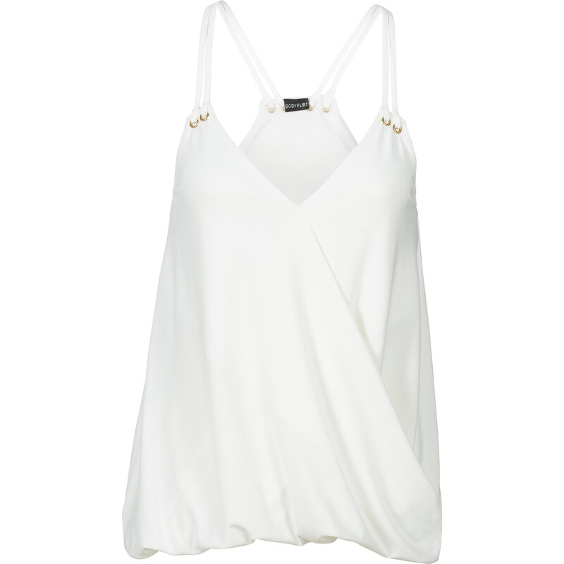 BODYFLIRT Shirttop in Wickeloptik ohne Ärmel in weiß für Damen von bonprix
