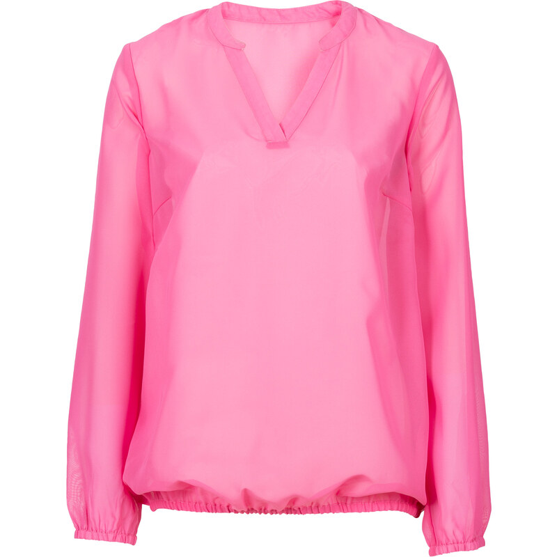 BODYFLIRT Bluse mit V-Ausschnitt langarm in pink von bonprix
