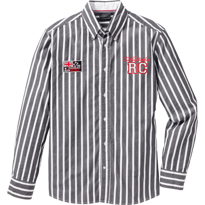 bpc bonprix collection Streifen-Langarmhemd im Regular Fit in schwarz von bonprix