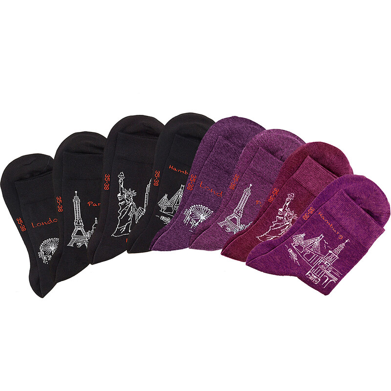 Arizona Socken (8er-Pack) in der Geschenkdose in lila von bonprix
