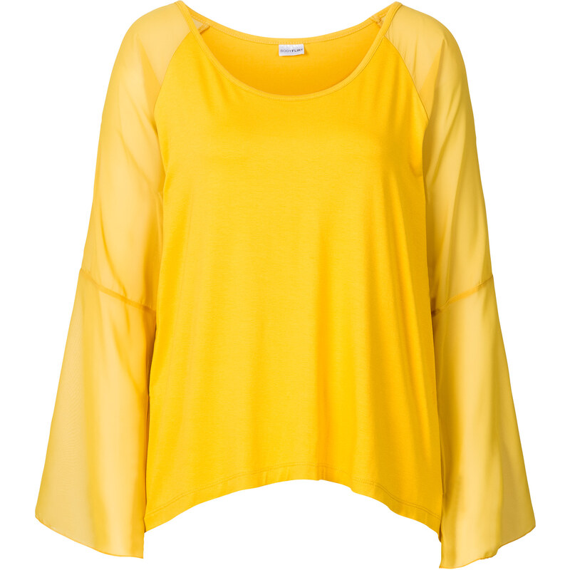 BODYFLIRT Shirt mit Trompetenärmel langarm in gelb für Damen von bonprix