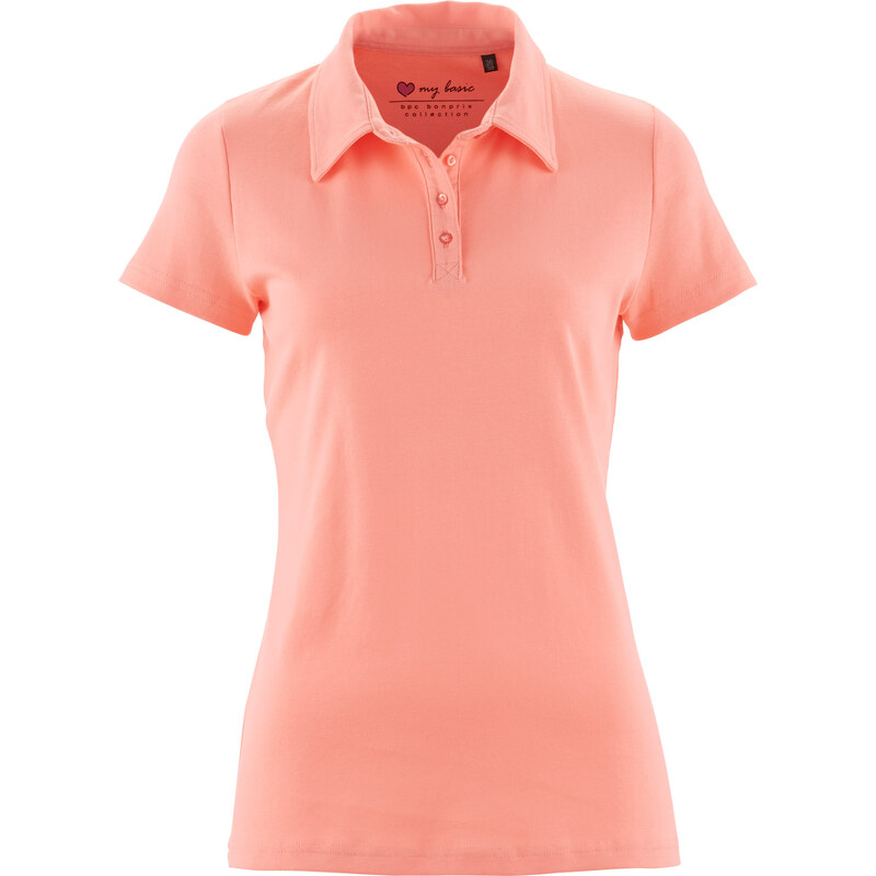 bpc bonprix collection Basic Baumwollshirt Rib-Jersey kurzer Arm in rosa für Damen von bonprix