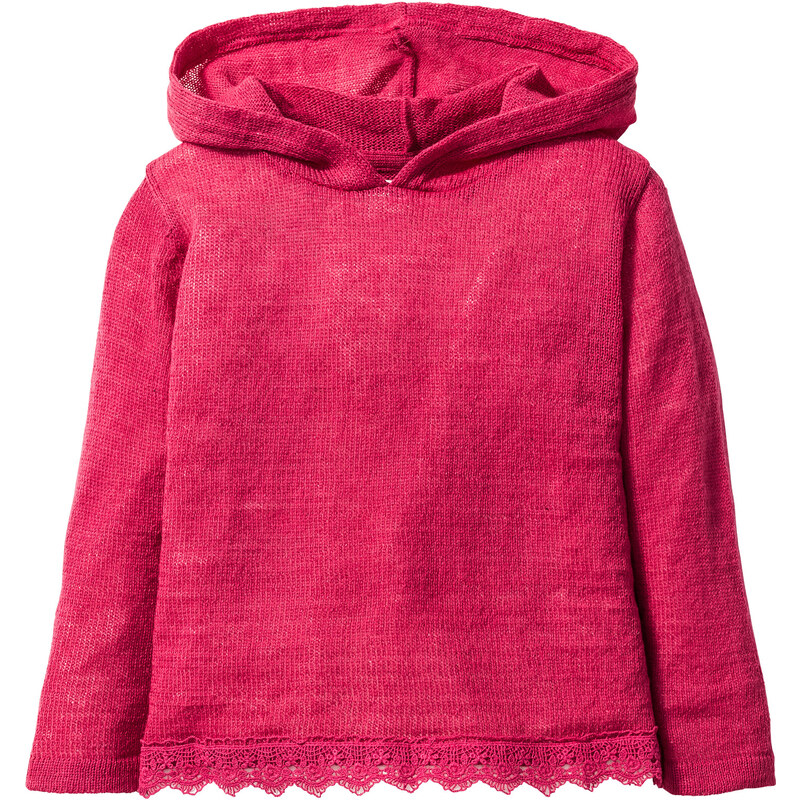 bpc bonprix collection Strickpullover mit Kapuze und Spitze langarm in pink für Mädchen von bonprix
