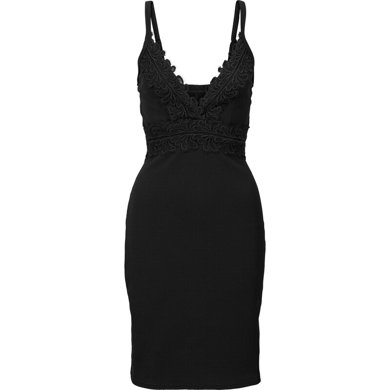 BODYFLIRT Kleid in schwarz (V-Ausschnitt) von bonprix