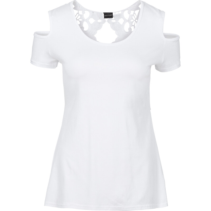 BODYFLIRT boutique Shirt mit Häkeleinsatz in weiß für Damen von bonprix