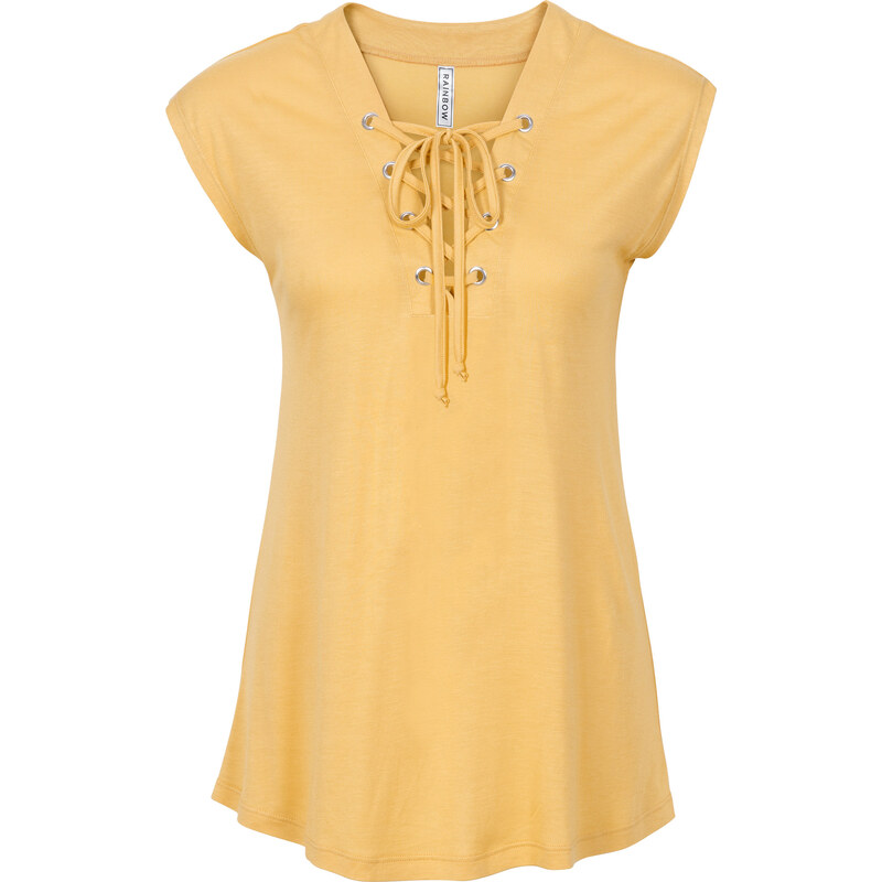 RAINBOW Shirt-Top mit Schnürungen ohne Ärmel in gelb für Damen von bonprix