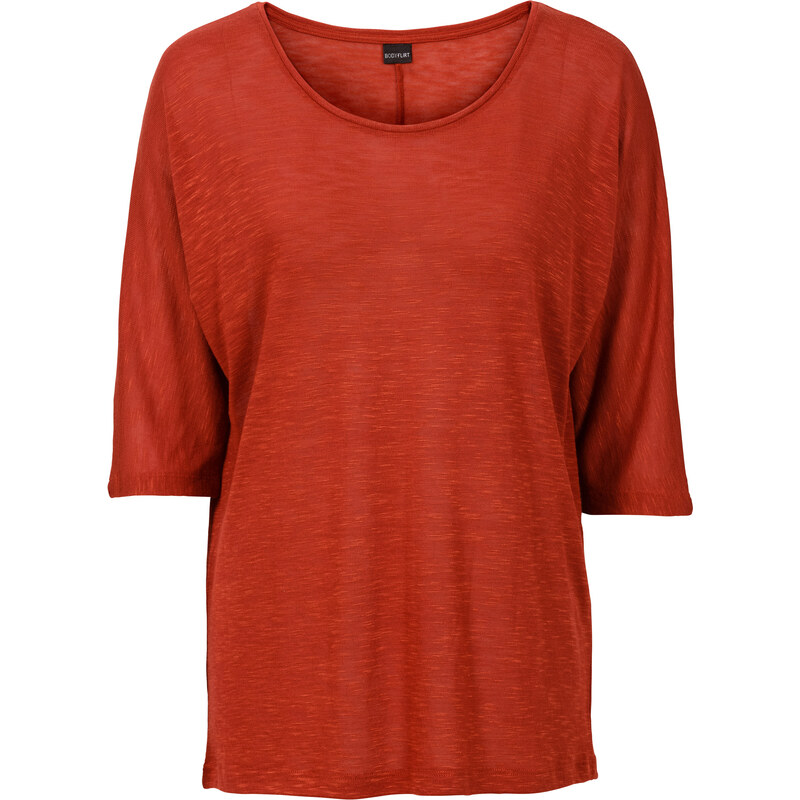 BODYFLIRT Shirt in Strickoptik 3/4 Arm in rot für Damen von bonprix