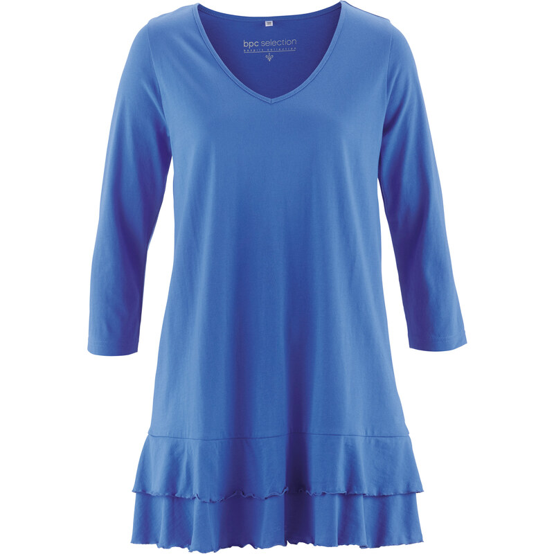 bpc selection Longshirt 3/4 Arm in blau (V-Ausschnitt) für Damen von bonprix