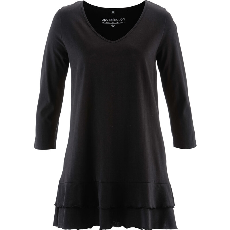 bpc selection Longshirt 3/4 Arm in schwarz (V-Ausschnitt) für Damen von bonprix