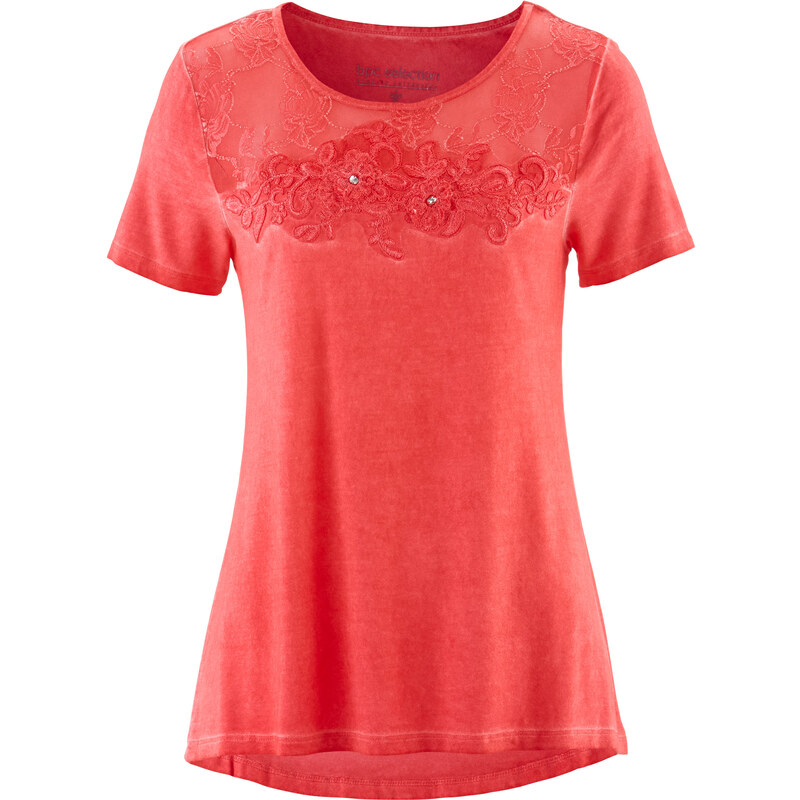 bpc selection premium Premium Shirt mit Spitze kurzer Arm in rot für Damen von bonprix