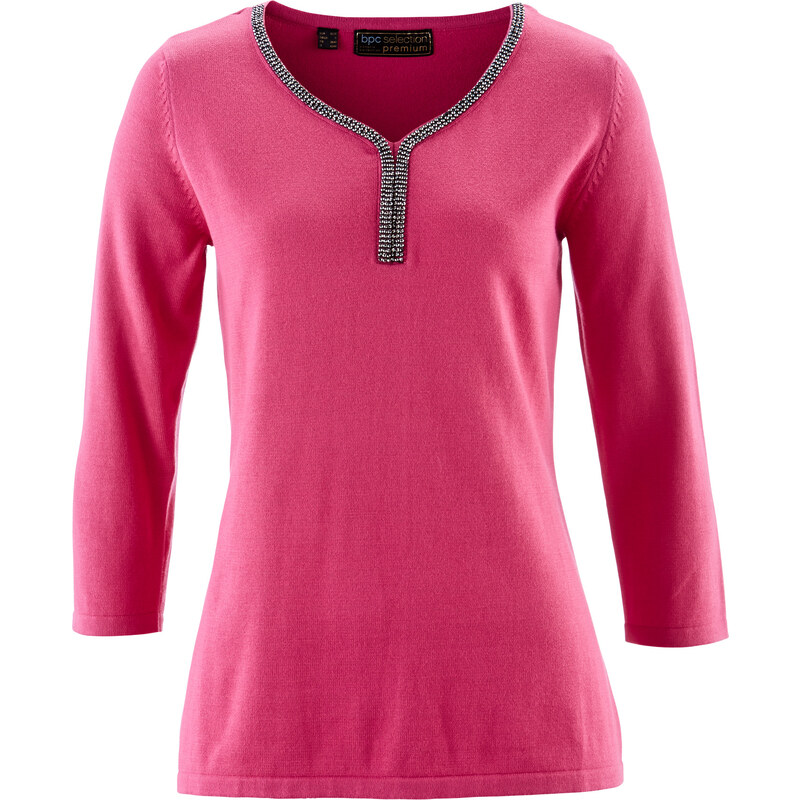 bpc selection premium Pullover aus Pima Cotton 3/4 Arm in pink für Damen von bonprix