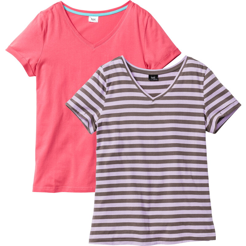 bpc bonprix collection Shirt (2er-Pack) Bio-Baumwolle kurzer Arm in pink für Damen von bonprix