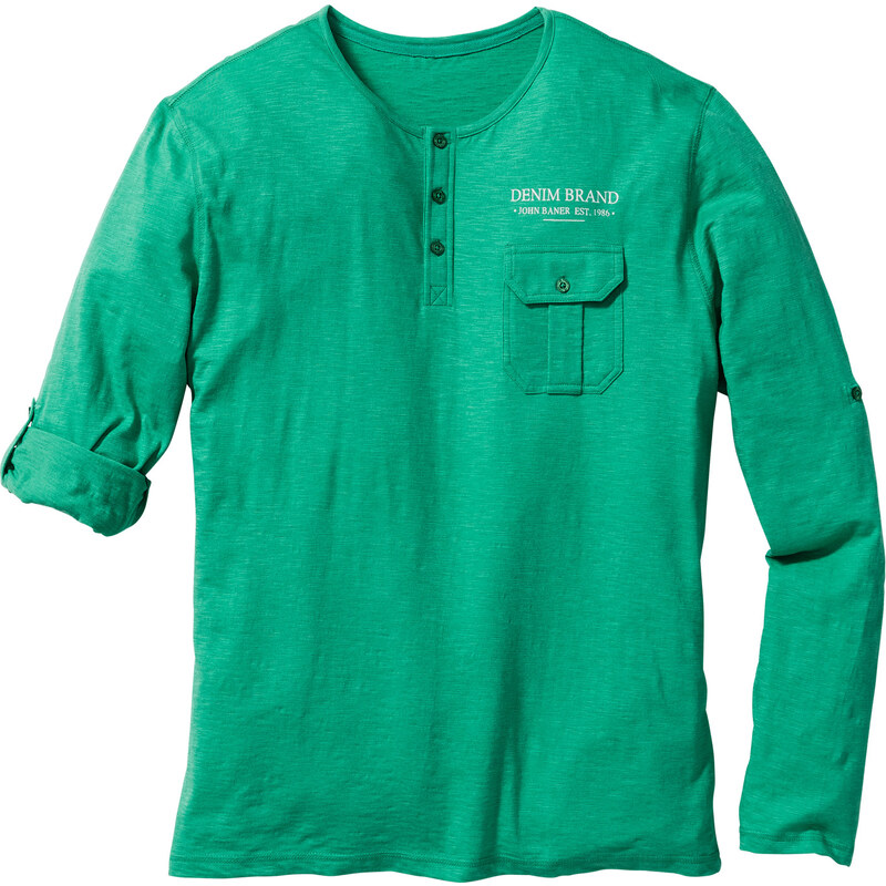 John Baner JEANSWEAR Langarmshirt mit Turnup Regular Fit in grün für Herren von bonprix
