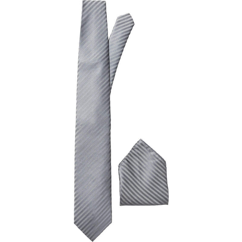 bpc selection Set: Krawatte + Einstecktuch in grau für Herren von bonprix