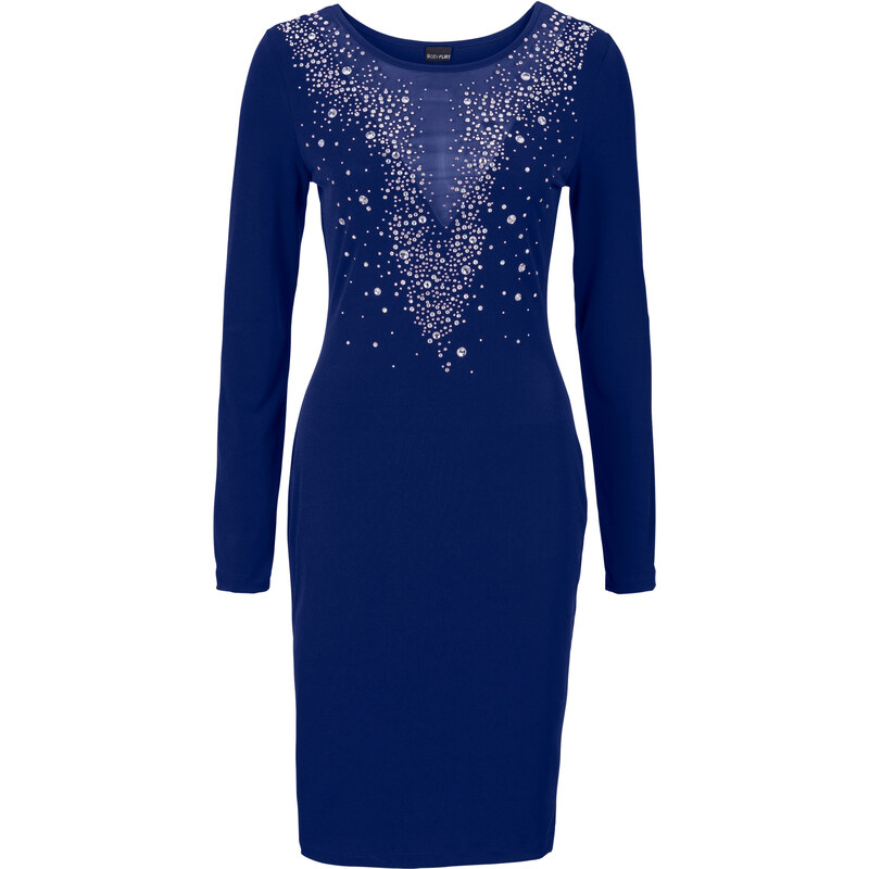 BODYFLIRT boutique Abendkleid mit Glitzersteinchen in blau von bonprix
