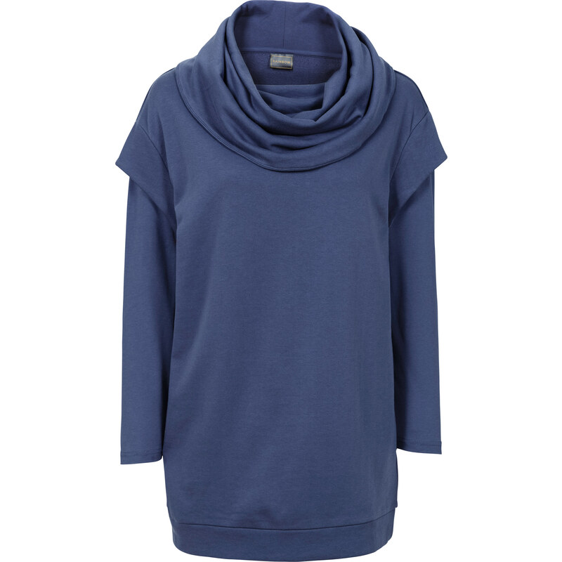 RAINBOW Sweatshirt mit Schalkragen langarm in blau für Damen von bonprix