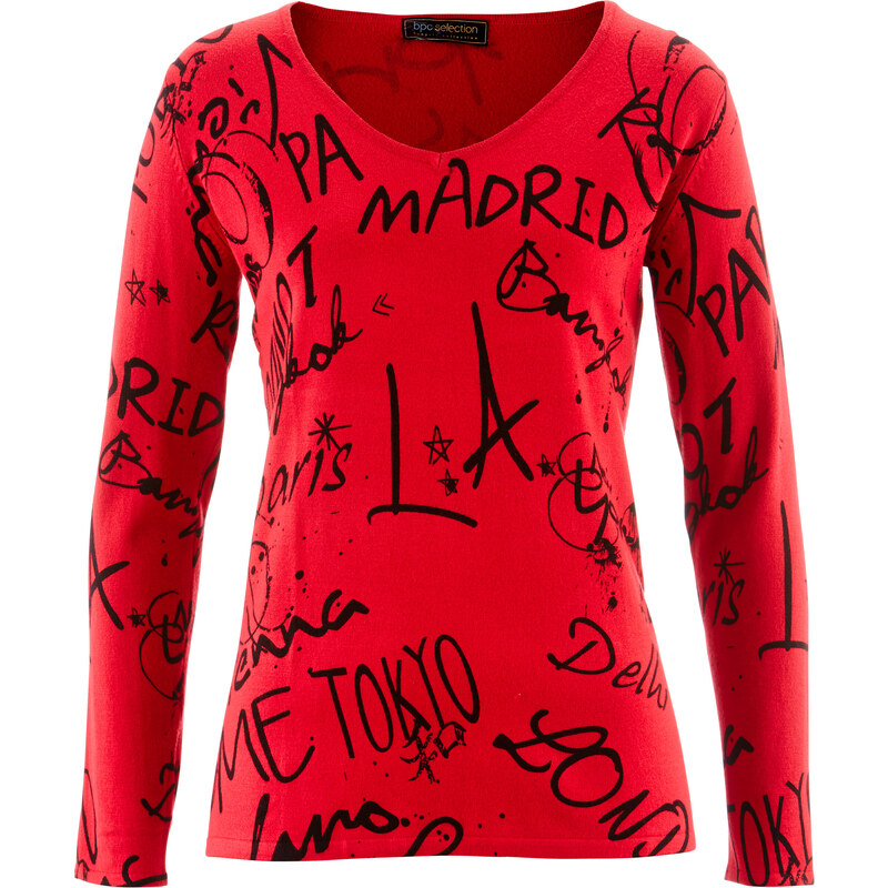 bpc selection Pullover in rot (V-Ausschnitt) für Damen von bonprix