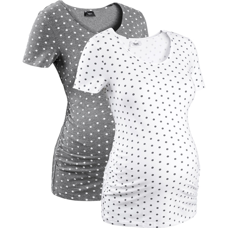 bpc bonprix collection Umstandsshirt, Kurzarm (Bio-Baumwolle Doppelpack) in grau für Damen von bonprix
