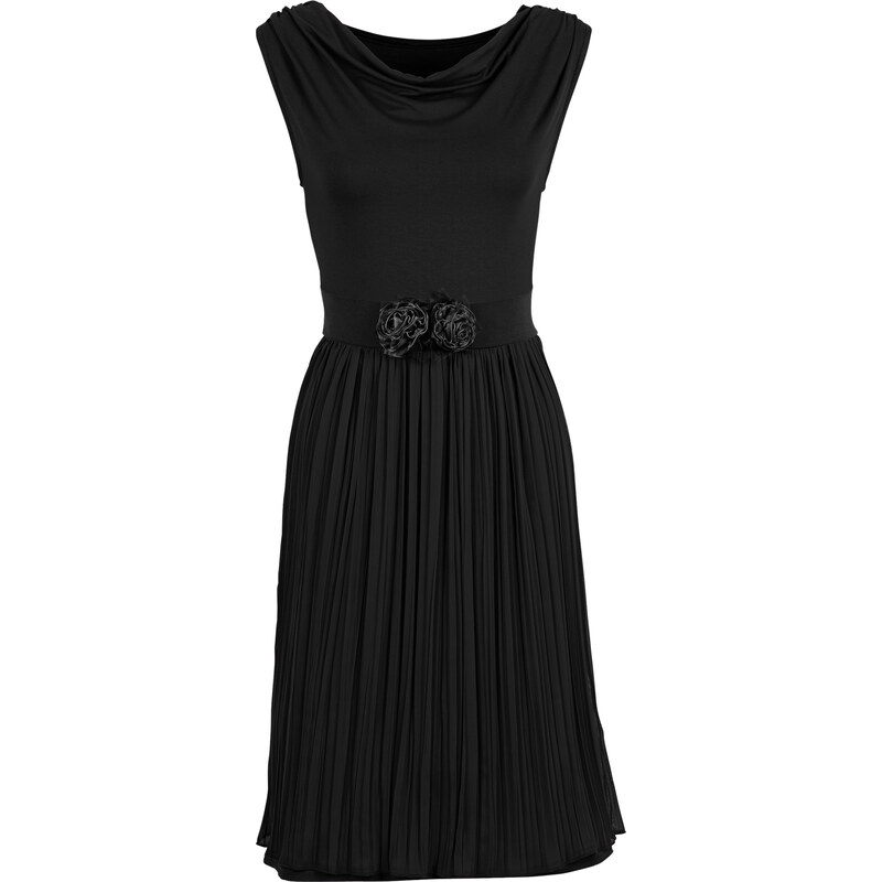 BODYFLIRT Kleid ohne Ärmel in schwarz (Wasserfall-Ausschnitt) von bonprix