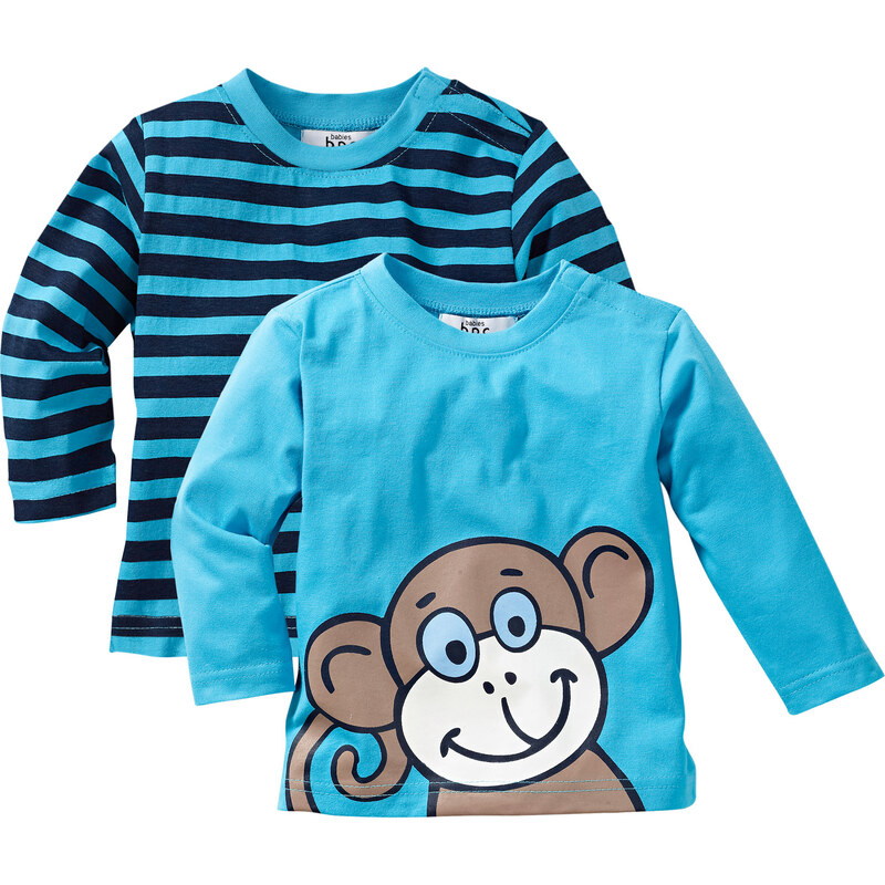 bpc bonprix collection Baby Langarmshirts (2er-Pack) Bio-Baumwolle in blau für Herren von bonprix