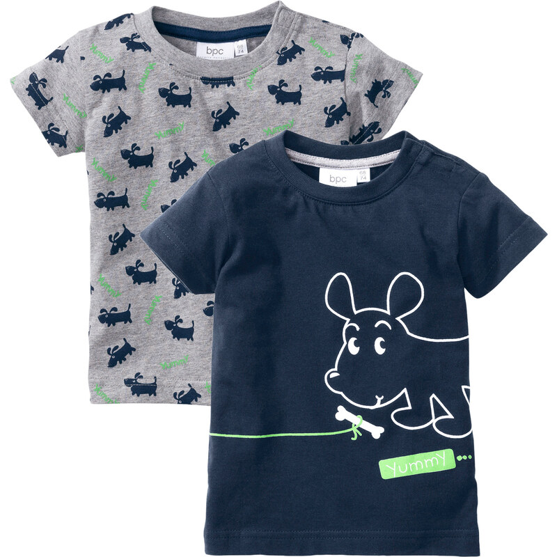 bpc bonprix collection Baby-T-Shirt (2er-Pack) Bio-Baumwolle kurzer Arm in grau für Herren von bonprix