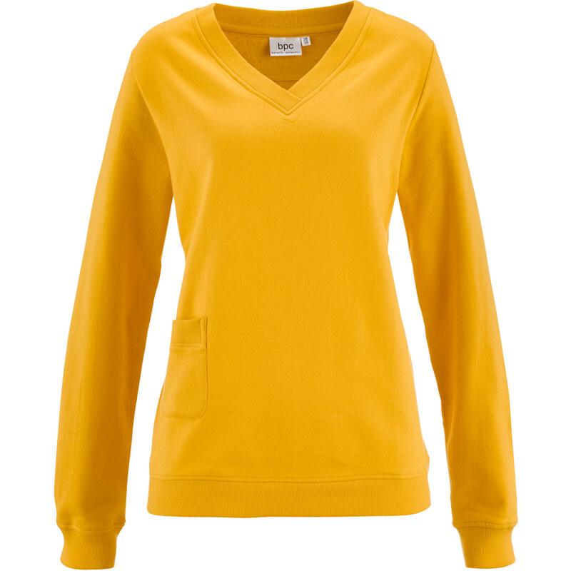 bpc bonprix collection Sweatshirt mit V-Ausschnitt langarm in gelb für Damen von bonprix