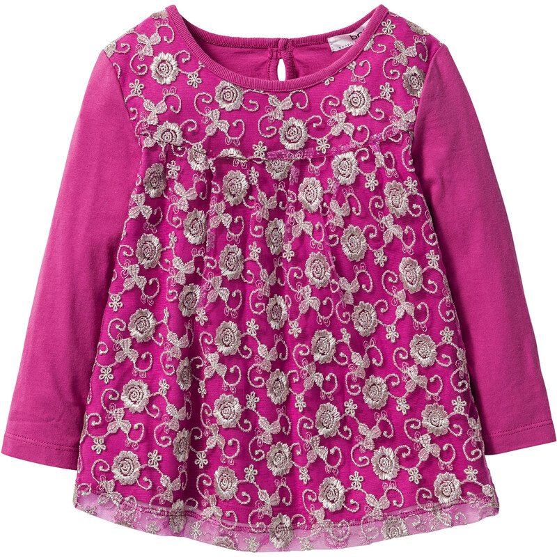 bpc bonprix collection Langarmshirt mit Spitze und Glitter in pink für Mädchen von bonprix