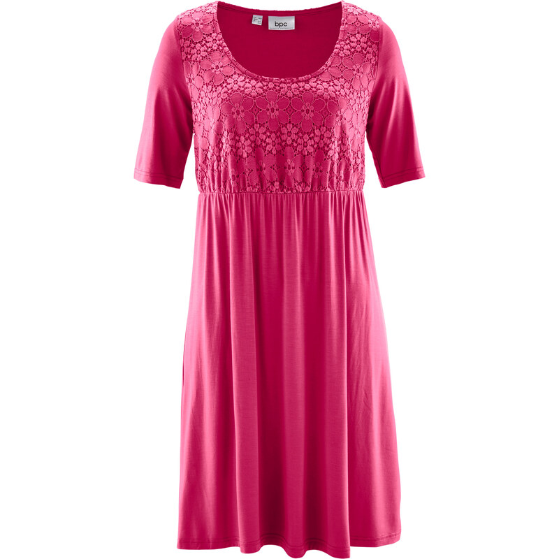 bpc bonprix collection Halbarm Jerseykleid mit Spitze/Sommerkleid in pink von bonprix