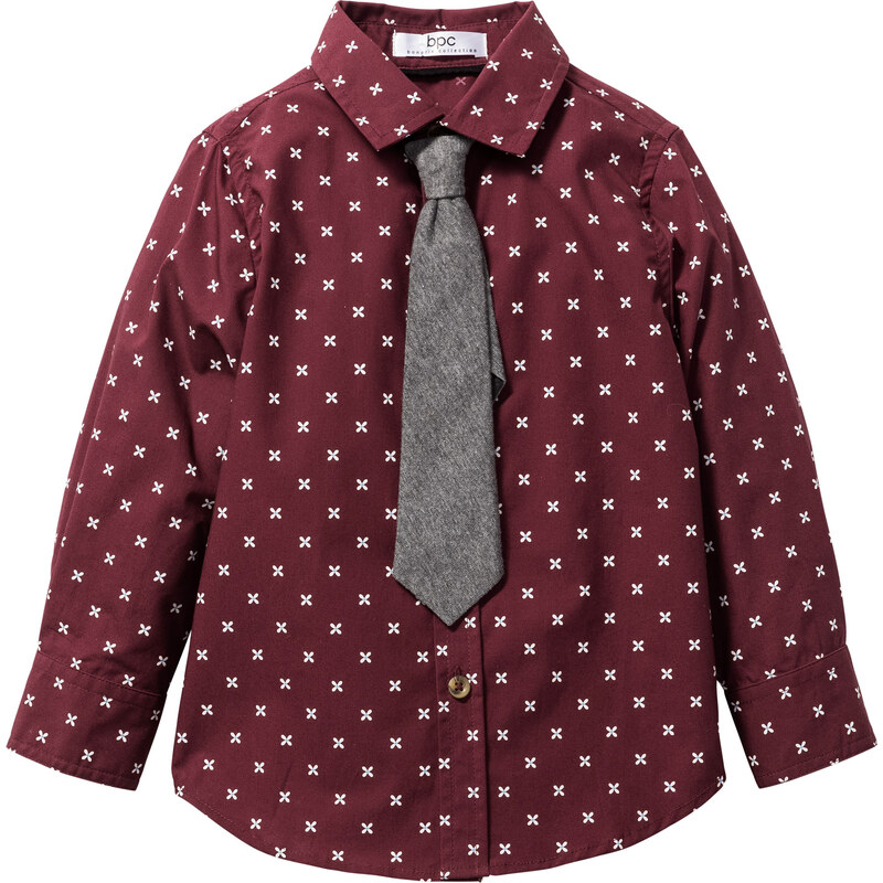 bpc bonprix collection Hemd bedruckt mit Krawatte, Gr. 80/86-128/134 langarm in rot von bonprix
