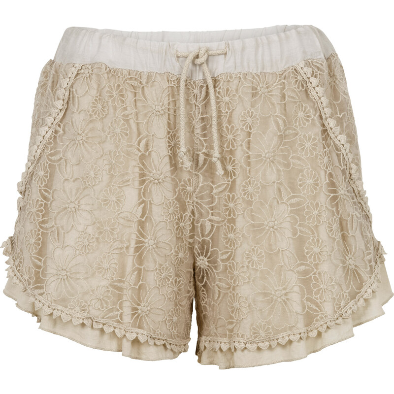 RAINBOW Doppellagige Shorts mit Spitze in beige für Damen von bonprix