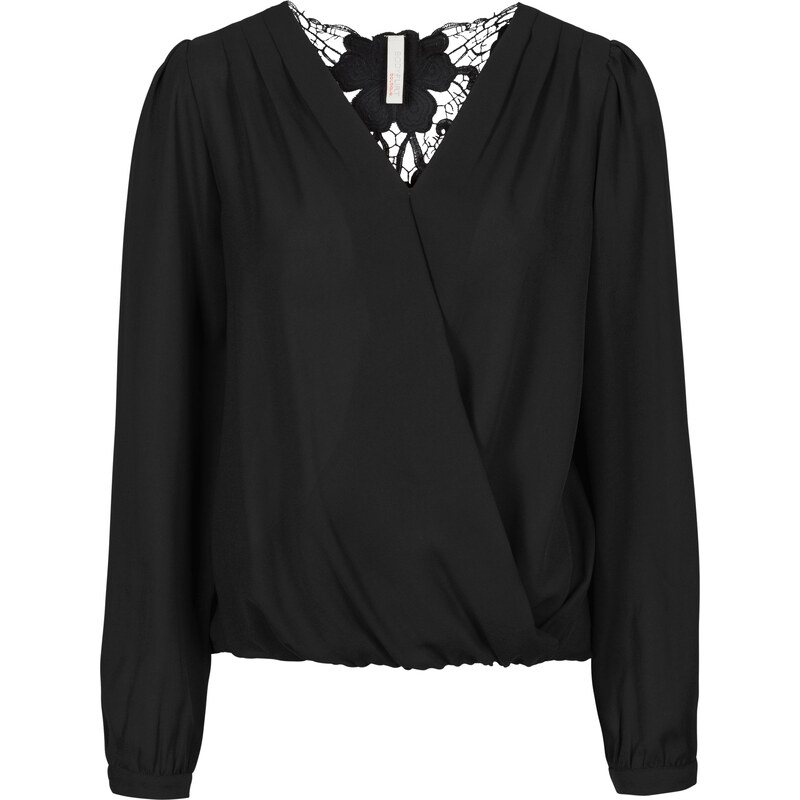 BODYFLIRT boutique Bluse mit Spitzeneinsatz in schwarz von bonprix