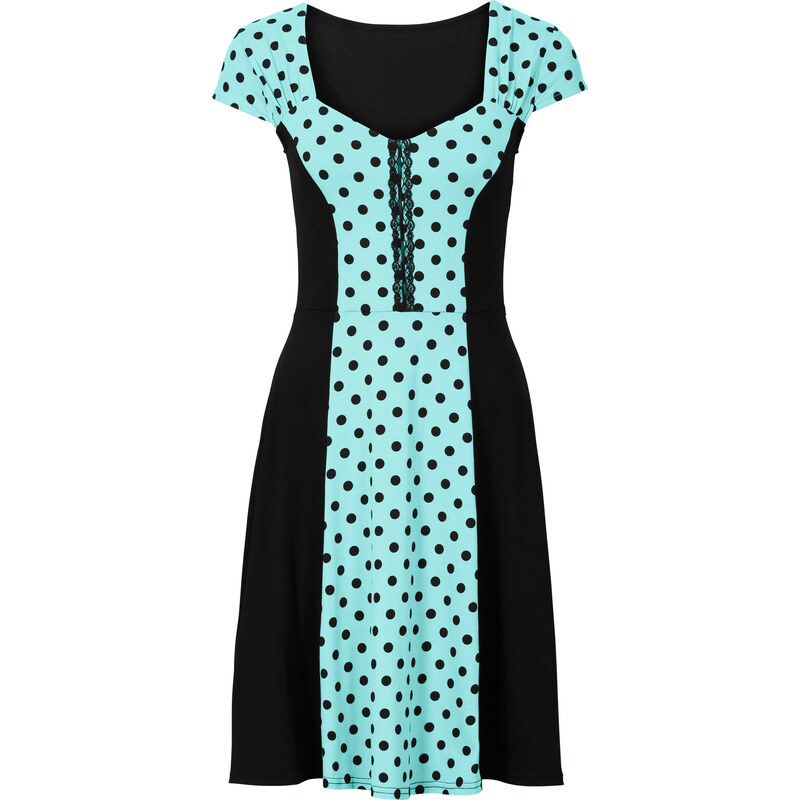 BODYFLIRT Kleid mit Punkten/Sommerkleid kurzer Arm in blau von bonprix