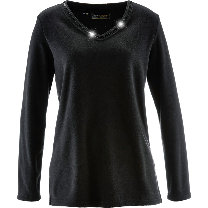 bpc selection Fleece Pullover in schwarz für Damen von bonprix