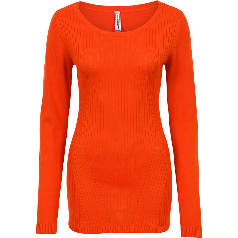 RAINBOW Rippstrick-Pullover in orange für Damen von bonprix