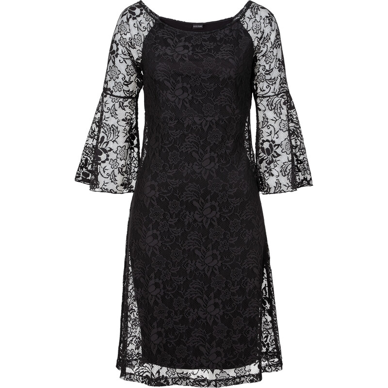 BODYFLIRT Carmen-Kleid aus Spitze in schwarz von bonprix
