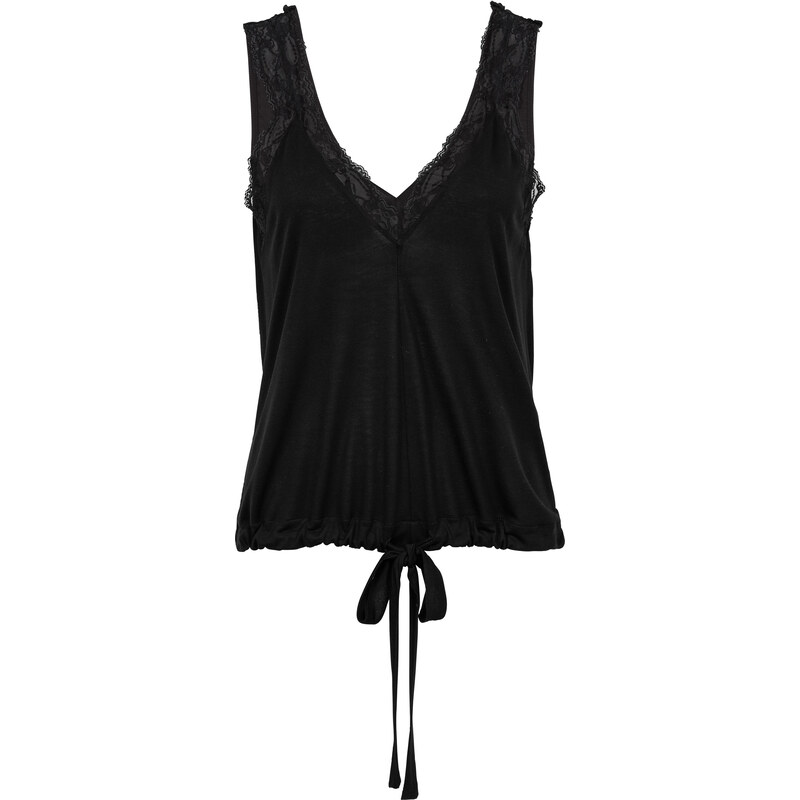 RAINBOW Shirttop zum Knoten kurzer Arm in schwarz für Damen von bonprix