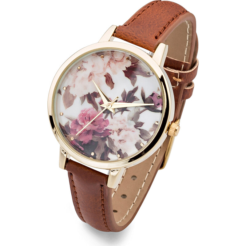 bpc bonprix collection Armbanduhr mit Blumenmotiv in braun für Damen von bonprix